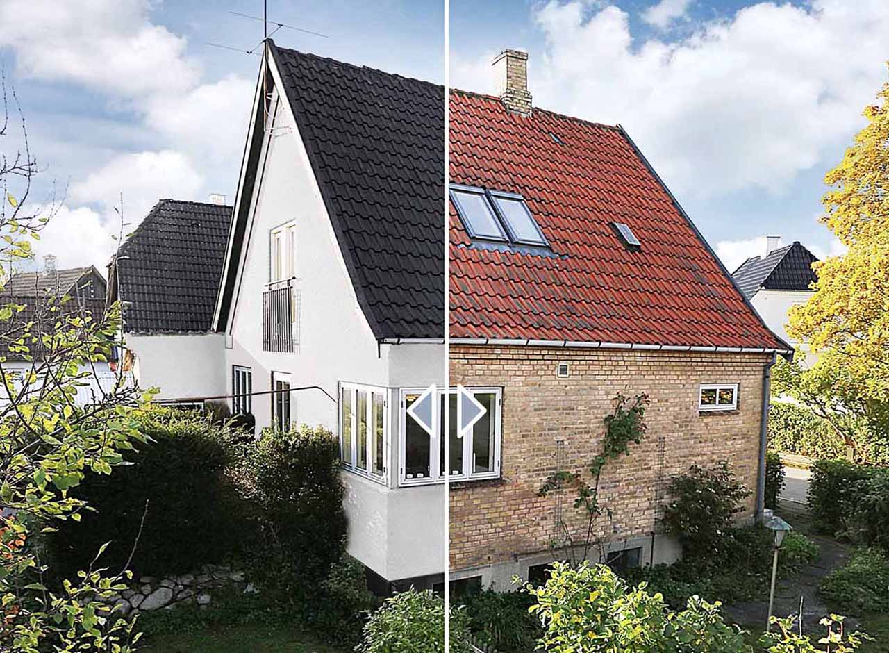 Villa før og efter renovering