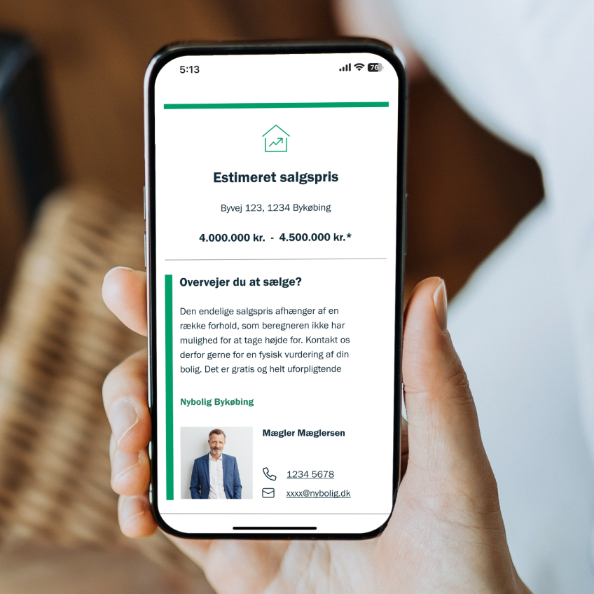 Resultatsiden fra boligprisberegner